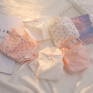 Doux petit sous-vêtement fileté à fleurs noeud papillon fille taille Pack hanche Triangle caleçon mignon dentelle bordure <span class=keywords><strong>culotte</strong></span> - Product Image 3