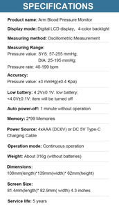 Tensiomètre numérique électrique pour usage domestique, surveillance automatique de la santé sanguine, écran LCD, batterie amovible, <span class=keywords><strong>AOJ</strong></span> Medical - Product Image 4