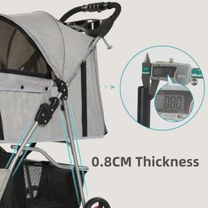 हॉट-सेलिंग 3 और 4 पहियों तह पालतू स्टलर कार्बन स्टील पालतू जानवर यात्रा वाहक कार बिल्ली कुत्ते स्टलर ट्रॉली - Product Image 3