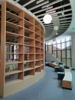 Armoire de rangement multi-scènes en composite résistant à l'humidité avec séparateur incurvé, étagère de bibliothèque et miroir