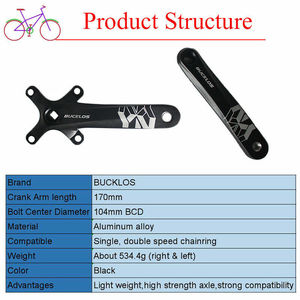 OEM/ODM BUCKLOS 104BCD <span class=keywords><strong>MTB</strong></span> 170毫米铝合金山地车曲柄组方孔自行车零件曲柄组 - Product Image 2