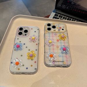 Rainbow 3D Flower Girls Mobile Phone case for iPhone 17 16 15 14 13 Pro Max Garden Gradient IMD Stripes DIY Resin back Cover ins - Product Image 4