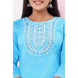 Elegante conjunto de Kurta hecho a mano para mujer cómodo traje de algodón con pantalón y Dupatta Casual Ropa Étnica Kurta en precio al por mayor - Product Image 6