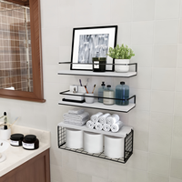Étagères murales flottantes pour salle de bain et salon, panier de rangement en fil métallique à 4 niveaux, grande capacité, robuste, durable, moderne, pour épices