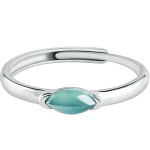 Natural Genuine A-grade Jadeite Blue Water Marquise <b>Ring</b> Ice-grade Jade S925 <b>Silver</b> Setting Women's Party <b>Ring</b> <b>Adjustable</b> Design - Product Image 5