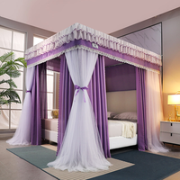 Moustiquaire de lit escamotable pour adultes, usage domestique estival, 1.8m, 1.5m, 2m, avec rideau de lit à 3 portes en dentelle, style Palais Princesse