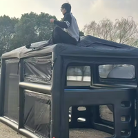 Tente gonflable surdimensionnée pour le camping, pliable, renforcée, étanche, rectangulaire, noire