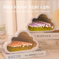 Kits de bricolage en forme de nuage 10 20 Tulipes, lampe de nuit créative, cadeaux d'anniversaire, lampe à tulipes LED avec miroir et lumière à piles à l'intérieur