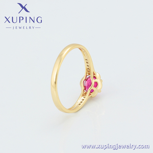 A00737616 Xuping Trang Sức Bán Buôn Giá Cả Phải Chăng Thời Trang Đơn Giản Ruby 14K Mạ Vàng Kim Cương Couple Wedding Ring - Product Image 3