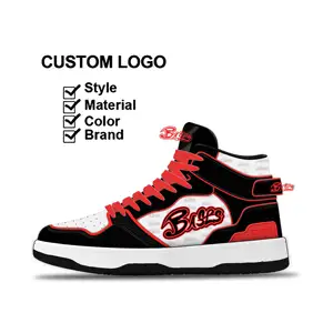 Sapatos de skate masculinos de couro de grão integral personalizados personalizados de marca superior