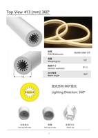 Diffuseur de tube en silicone flexible à LED néon rond à 360 degrés, taille 13 mm pour bande LED