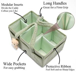 Panier de rangement en peluche pour bébé, avec poches latérales souples, organiseur de couches personnalisable avec compartiments - Product Image 3