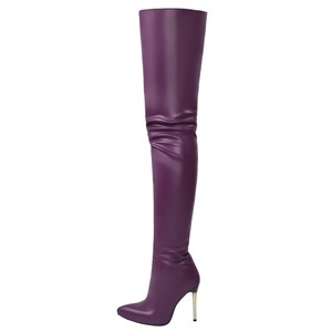 Hiver 2023 Nouvelle Arrivée Dames Bottes Chaussures Sabots Talons Sexy Noir Rouge Cuir Verni Sur le Genou Bottes pour femmes - Product Image 3