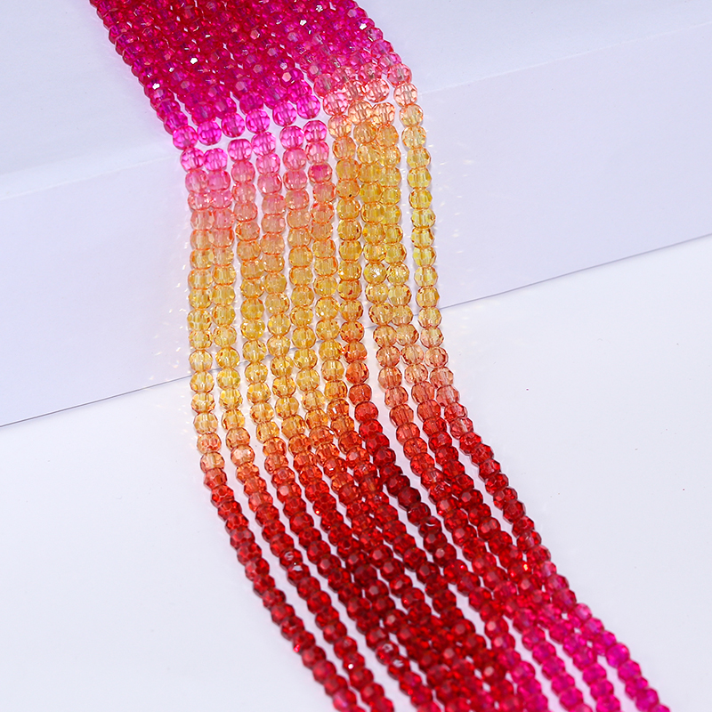Faceted Rondelle Spacer Glass Beads Shiny Gradient Red Color for Jewelry Making DIY Bracelet Crystal Lampwork Loose Beads