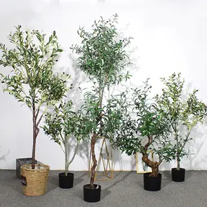 Yüksek simülasyon 60 ''80" 100 ''5 Ft 6 Ft 7ft 8 Ft sahte plastik Bonsai sahte bitki yapay zeytin ağacı açık kapalı dekor için