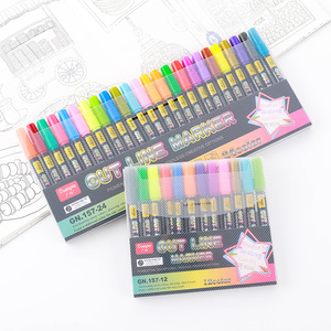 Surligneurs Guangna Double-line Flash <span class=keywords><strong>Contour</strong></span> 24 couleurs en boîte pour <span class=keywords><strong>dessin</strong></span> créatif, journalisation manuscrite et notes clés - Product Image 1