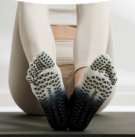 Chaussettes de yoga PATON personnalisées à cinq orteils croisés avec dégradé, semelle antidérapante en silicone brevetée, chaussettes de Pilates pour femmes