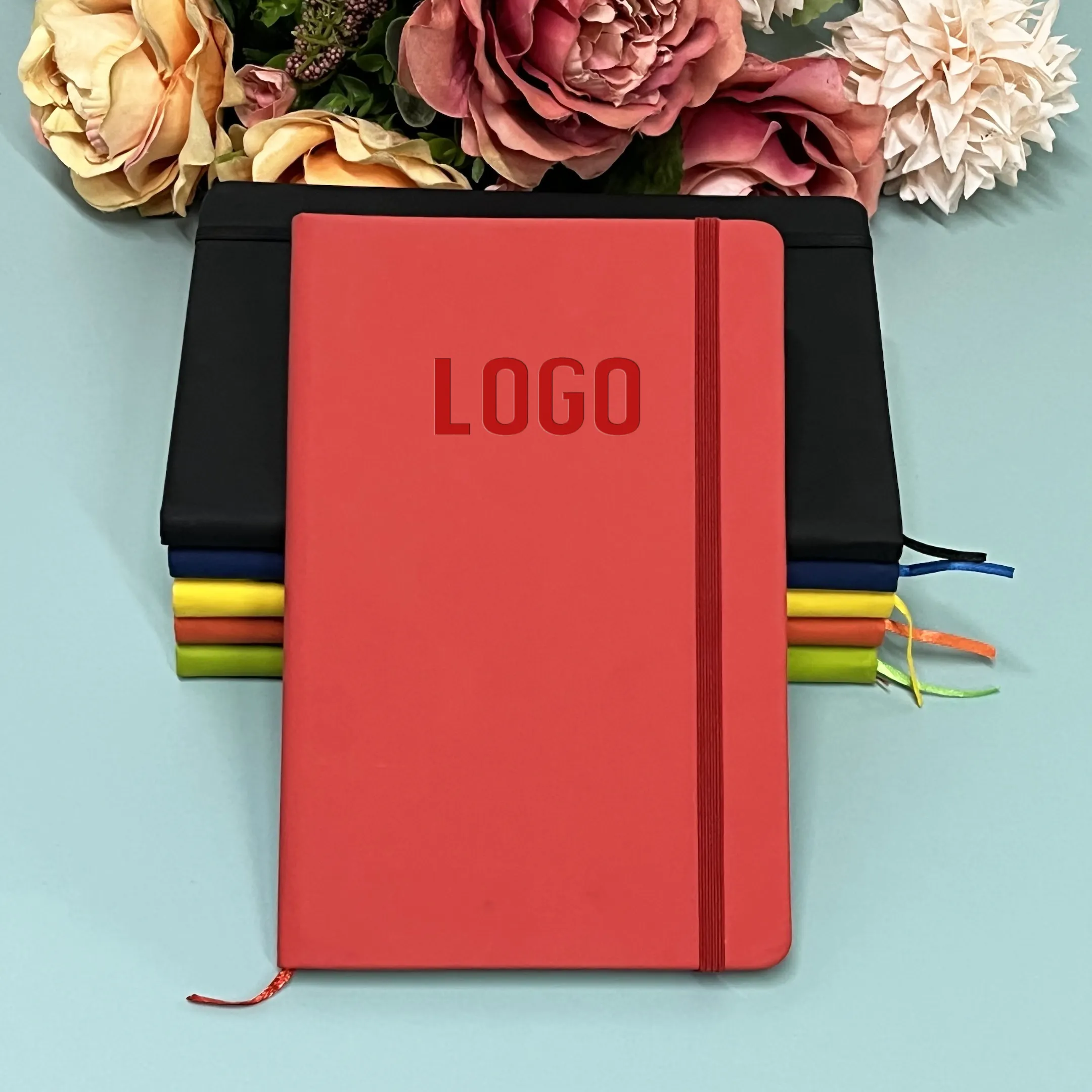 Großhandel Werbe heft A5 Journals Benutzer definiertes Logo PU Leder Hardcover Notebooks für Studenten