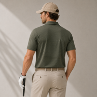 Polo de Golf de Manga Corta con Rayas Onduladas para Hombre, Secado Rápido, Transpirable, de Alto Rendimiento, Fabricación ODM, Logotipo Personalizado, Venta al Por Mayor