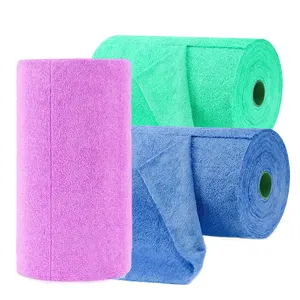 50pcs 75pcs 30*30cm 200gsm Wholesale fabric tear-away microfiber cleaning cloth on a roll tear away towels for car cleaning