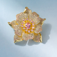 Broche Fleur de Pivoine en Cuivre et Zircon, Design de Marque de Luxe Léger, Vente Directe Usine XILIANGFEIZI