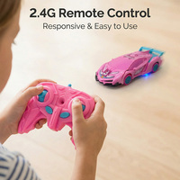 Voiture Robot Transformable Rose Personnalisée en Plastique à 4 Canaux avec Télécommande Sans Fil, Jouet Véhicule à Déformation à une Touche, Utilisation Intérieur-Extérieur