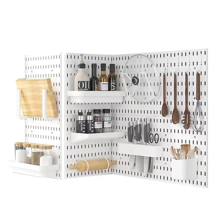 Diy Pegboard Hanging Shelf Storage Hooks No Punching Crafts Organization Kitchen Hole Plate Wall-mounted Tableware Rack