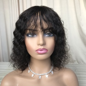 Pelo humano de la onda profunda <span class=keywords><strong>pelucas</strong></span> 10 pulgadas en venta none Peluca de encaje <span class=keywords><strong>para</strong></span> las mujeres al por mayor precio barato - Product Image 1
