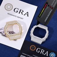 Vente en gros et dropshipping TOP ICY HHMWP006 Boîtier de montre en laiton DW5600BBR Écologique Lunette Bling en Moissanite VVS D Passe le testeur de diamant