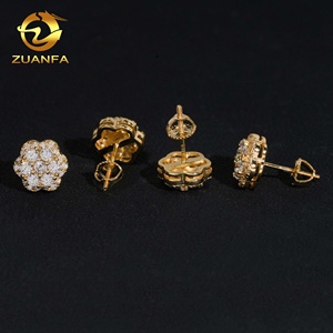 Envío rápido Stock local Iced Out Cluster Flower Hip Hop 925 Pendientes de moissanita de plata esterlina - Product Image 6