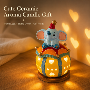 Mini Lampe <span class=keywords><strong>de</strong></span> Chevet Céramique Éléphant Cirque, Projecteur Portable Cœur et Ombre, Petite Figurine Animale pour Enfants, <span class=keywords><strong>Aide</strong></span> au Sommeil - Product Image 2