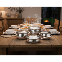 Ensemble de casseroles en acier inoxydable minimaliste et écologique OEM, acier chirurgical classique 304, casseroles et poêles de cuisine, couvercle en verre, cuisine à domicile