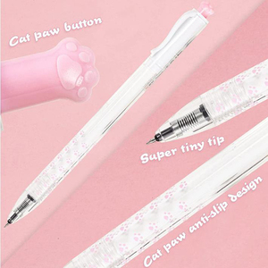 Siêu Nhỏ Mẹo Chống Trượt Thiết Kế Có Thể Thu Vào Mèo Chân Nút Dễ Thương Nhựa Gel Bút Trong Màu Đỏ Màu Xanh Đen Với Nạp Tùy Chọn - Product Image 6