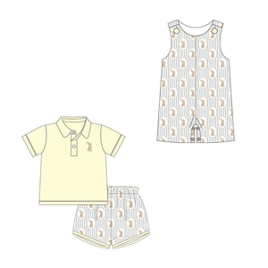 Conjuntos de Ropa para Niños con Estampado de Conejo de Pascua Personalizados, Pelele para Bebé Niño, Combinación con el Hermano, Estilos de Ropa para Bebé al por Mayor - Product Image 4