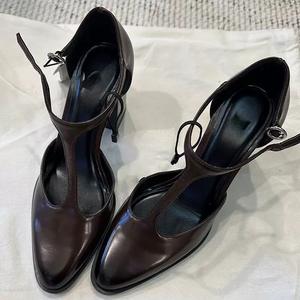 Fabrication de pompes personnalisées pour femmes chaussures à bout pointu talon épais 6cm à lacets Roman Mary Jane chaussures pour femmes talons hauts - Product Image 5