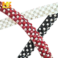Bande de strass thermocollante 8,0 mm à 4 rangées, noir, blanc, rouge, pour chaussures, trois couleurs, diamants étincelants, largeur et longueur personnalisables