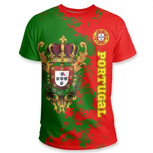 Portugal Shield Badge Logo Custom Shirt Summer Football Sports Men's T-shirt Personal Design Independent Custom Shortsleeve Tee