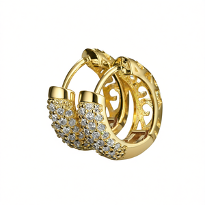 Orecchini a Cerchio di Lusso in Oro per Donne, Placcati in Oro 18K con Cristalli e Strass, Gioielli per Uso Quotidiano - Product Image 1