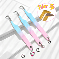 Pince à épiler professionnelle à pointe en fibre pour isolation des cils, avec logo personnalisé gratuit, pour application de volume d'extensions de cils