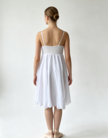 Robe de danse lyrique blanche pour filles, bretelles spaghetti, col en V, jupe longue, costume de danse moderne et contemporaine pour spectacle sur scène