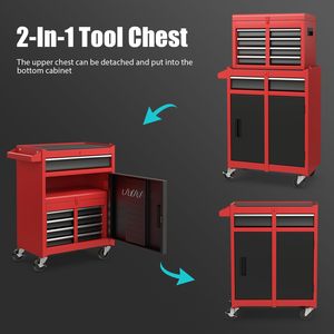 Armoire à outils roulante à 5 tiroirs avec étagère supérieure et roulettes pour <span class=keywords><strong>garage</strong></span> et atelier - Product Image 4