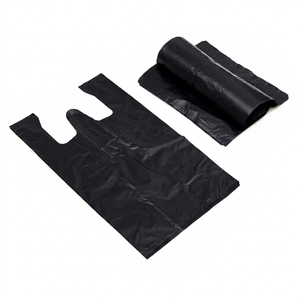 Bolsas de Basura Negras de LDPE/HDPE Reciclables con Fuelle Lateral, Termosellables, Desechables, con Asa Larga para Uso Doméstico - Product Image 1