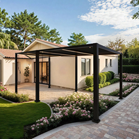 Pergola en aluminium LED résistante aux intempéries avec ajustement automatique des lames, intégration Smart Home, ombrage extérieur