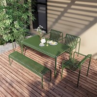 Table et chaises de jardin en fer pour l'extérieur Bancs de patio Moderne Simple Loisirs Cour Extérieur Bureau-Chaise Thé Café