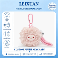 Porte-clés en peluche d'agneau bouclé rose, broderie œil en forme de cœur, texture douce et moelleuse, mousqueton, sangle de poignet tressée, cadeau mignon pour adolescent