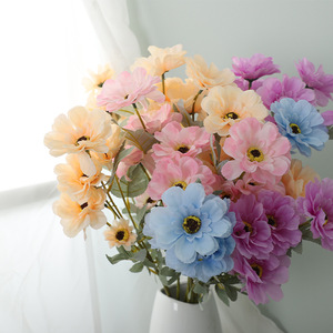 Girasoles Artificiales de 6 Cabezas, Flores de Seda de Alta Simulación, Decoraciones para Bodas, en Colores Champán, Azul Cielo, Morado, Rosa, Naranja y Leche - Product Image 3