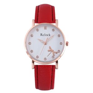 Montre à quartz en cuir pour femmes, <span class=keywords><strong>belle</strong></span> et élégante, motif libellule, cadran blanc, montres à quartz pour femmes - Product Image 4