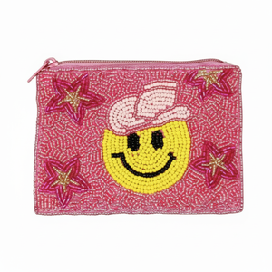 กระเป๋าใส่เหรียญประดับลูกปัดใบมอนสเตรา-สีส้ม - Product Image 1