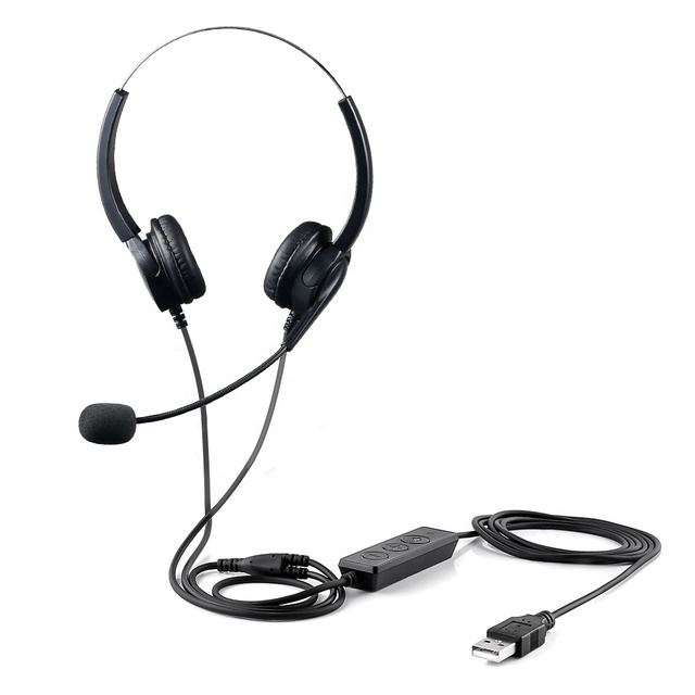 Professional Call Center Headphones Noise Cancelling USB Interface Business Wired Headsets With Mic