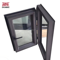 Ventana Abatible Horizontal Moderna de Aleación de Aluminio con Doble Acristalamiento de Vidrio Templado y Persiana de Acero Inoxidable para Baño